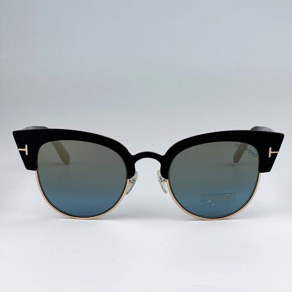 NEW Tom Ford FT0607/S ALEXANDRA 05X Black Blue Mirrored Cat Eye Women Sunglasses - Picture 2 of 13